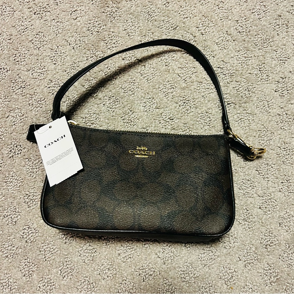 Coach Black and Brown Signature Shoulder Bag